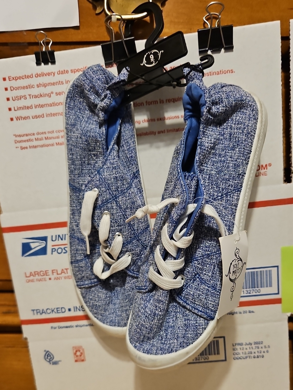 Kids Slip-On Knit Sneakers with White Laces - Blue